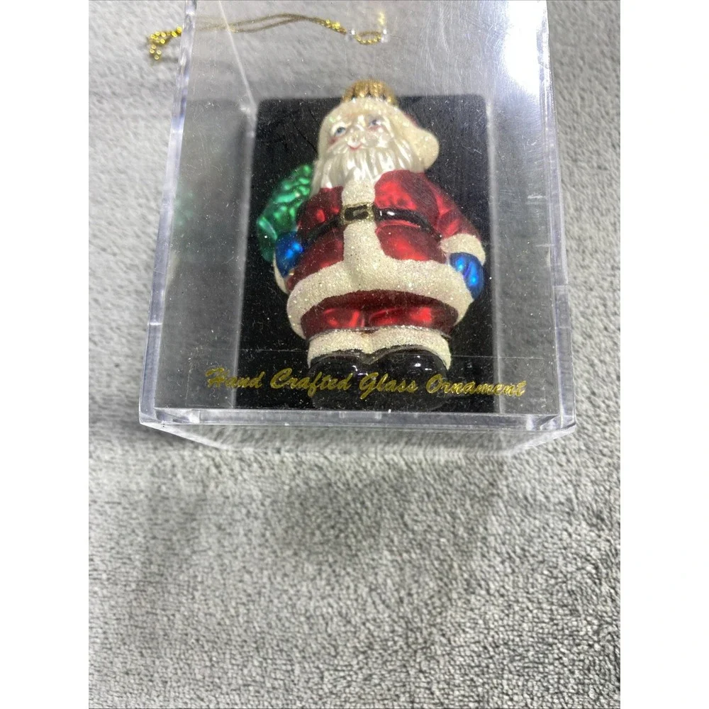 Vintage Target Brand Glass‎ Christmas Ornament 2002 Santa Clause Hand Crafted 4